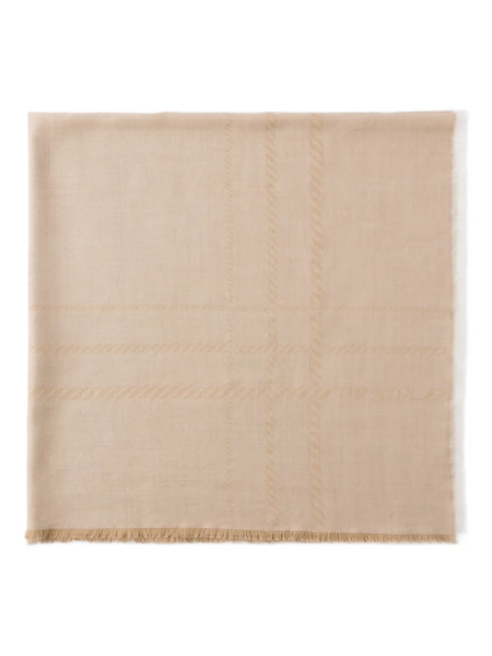  Prada Jacquard Fringed Scarf - Neutrals 
