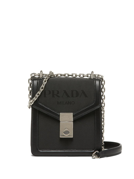  Prada Jacquard Logo Shoulder Bag - Black 