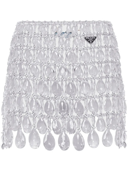  Prada Jewelled Mini Skirt - Silver 