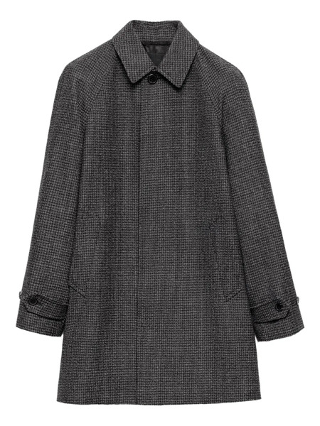  Prada Knit Logo Raglan Sleeve Coat - Grey 