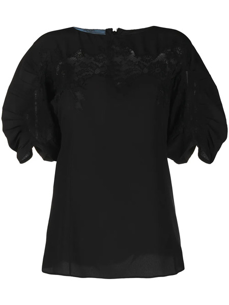  Prada Lace-panel Silk Blouse - Black 