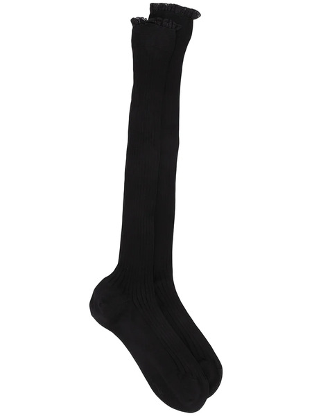  Prada Lace Trim Knee-length Socks - Black 