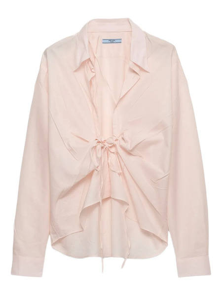  Prada Lace-up Cotton Shirt - Pink 