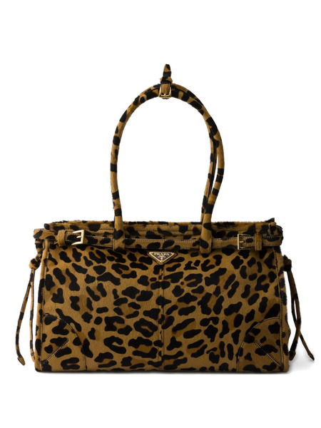  Prada Large Bonnie Printed Tote Bag - Brown 