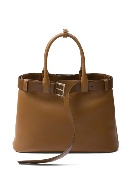  Prada Large Buckle Tote Bag - Brown 