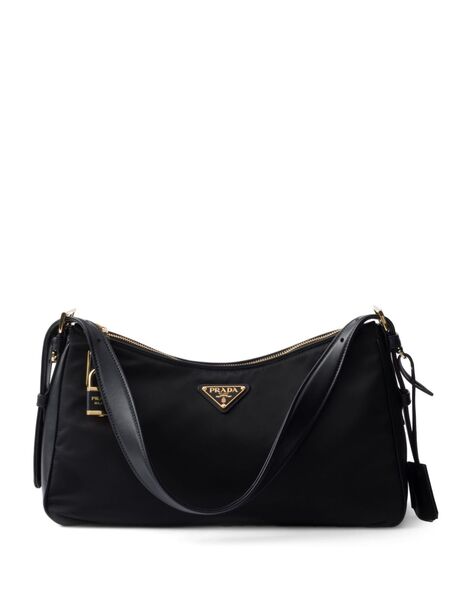  Prada Large Leather-trim Shoulder Bag - Black 