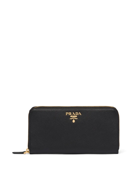  Prada Large Logo-plaque Wallet - Black 