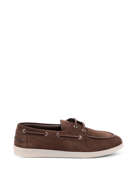  Prada Leather Boat Shoes - Brown 