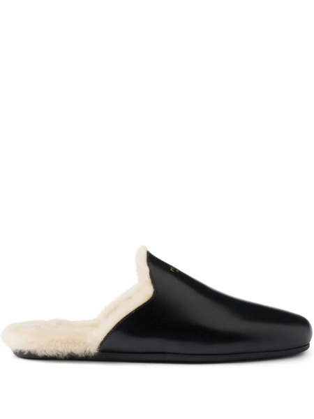  Prada Leather Flat Mules - Black 