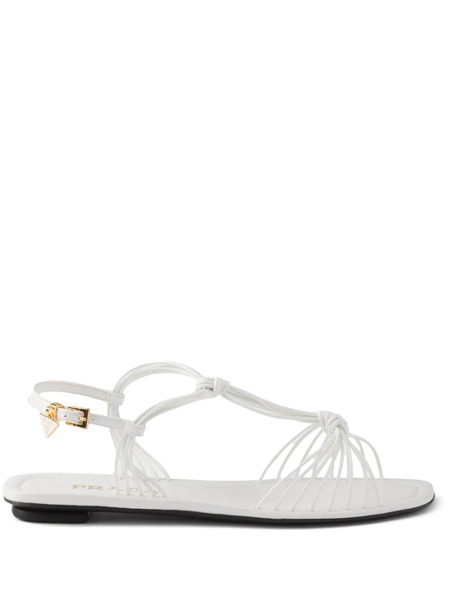  Prada Leather Flat Sandals - White 