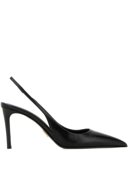  Prada Leather Heeled Pumps - Black 