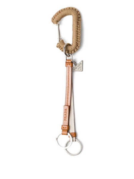  Prada Leather Keychain Charm - Brown 