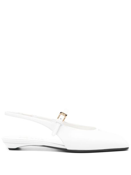  Prada Leather Slingback Ballet Flats - White 