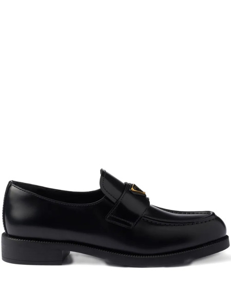  Prada Leather Triangle-logo Loafers - Black 