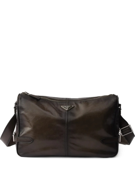  Prada Leather Zipper Messenger Bag - Green 