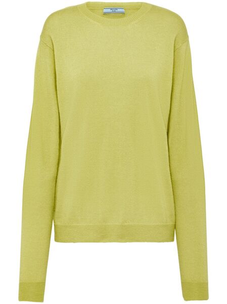  Prada Logo-appliqué Cashmere Jumper - Yellow 
