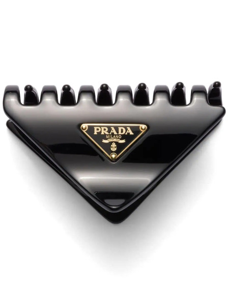  Prada Logo-appliqué Hair Clip - Black 