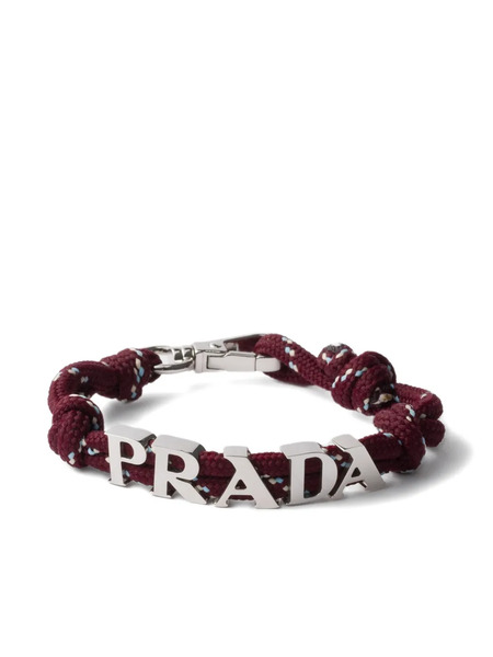  Prada Logo Cord Bracelet - Silver 