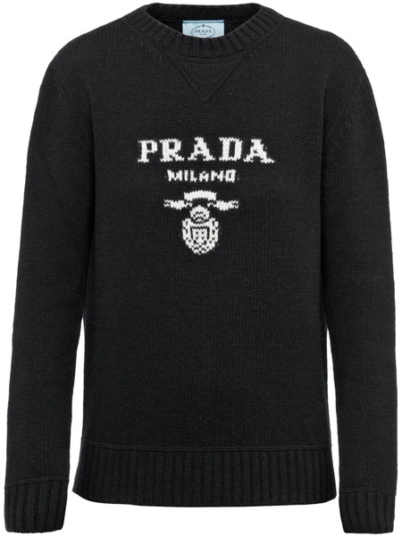  Prada Logo Crew-neck Sweater - Black 