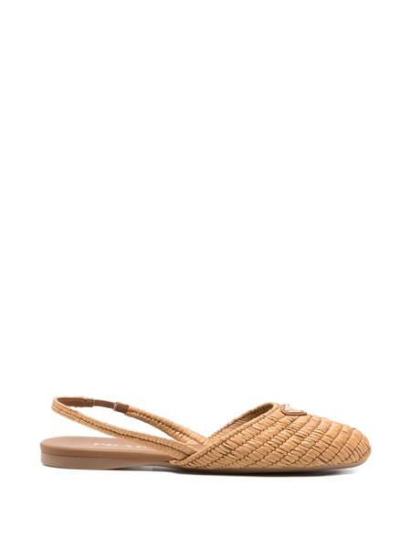  Prada Logo-detail Flat Pumps - Neutrals 