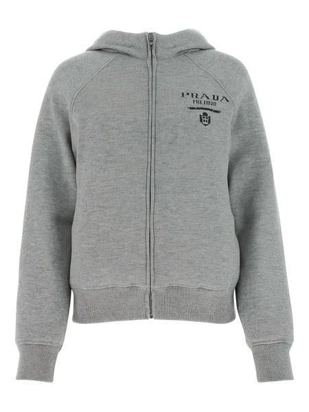  Prada Logo-detail Hooded Jacket - Grey 