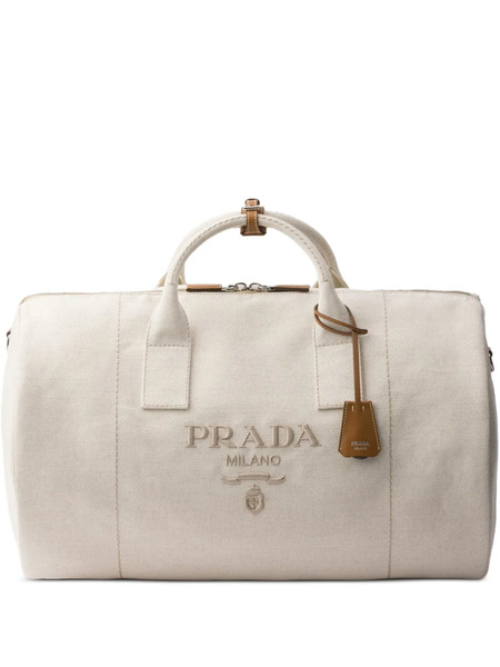  Prada Logo-embossed Duffle Bag - Neutrals 