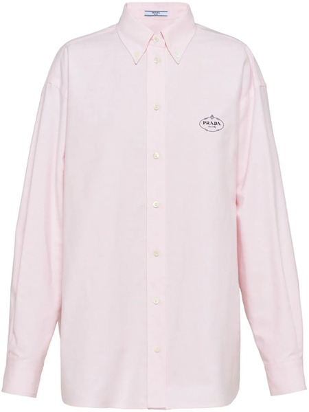  Prada Logo-embroidered Cotton Shirt - Pink 