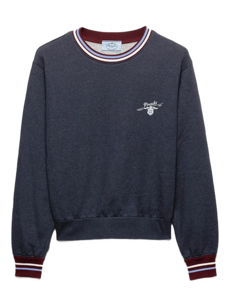  Prada Logo-embroidered Cotton Sweatshirt - Blue 