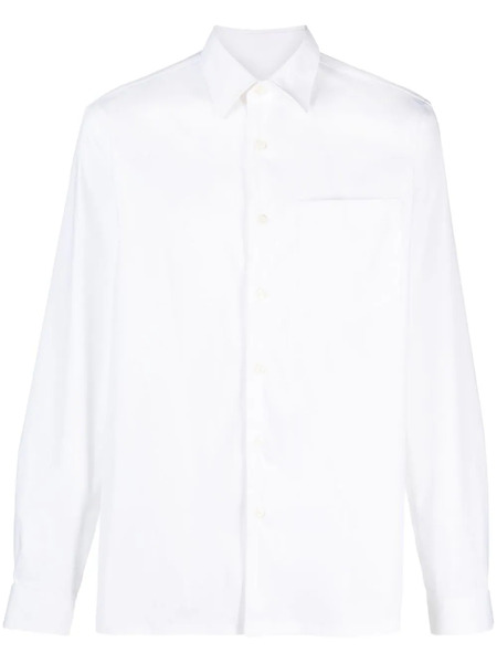  Prada Logo-embroidered Long-sleeve Shirt - White 