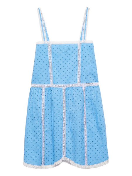  Prada Logo-embroidered Mini Dress - Blue 
