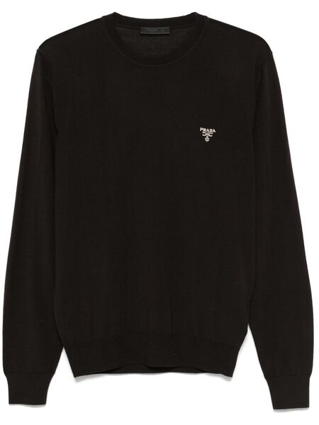 Prada Logo-embroidered Sweater - Brown 