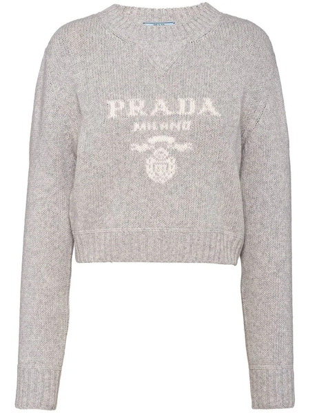  Prada Logo-intarsia Cashmere Jumper - Grey 