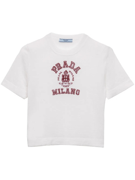  Prada Logo-intarsia T-shirt - White 