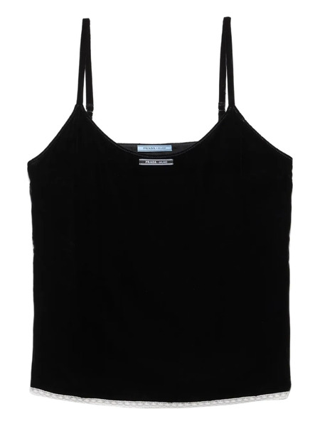  Prada Logo-label Velvet Top - Black 