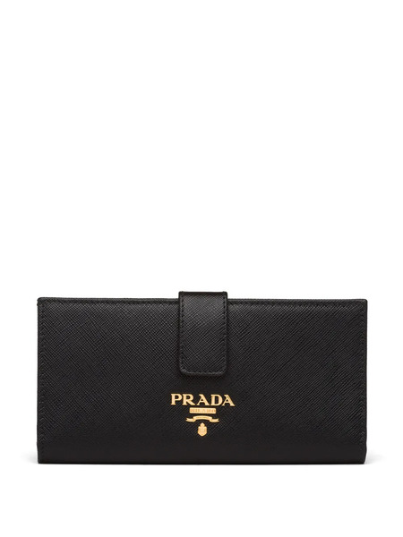  Prada Logo Lettering Continental Wallet - Black 
