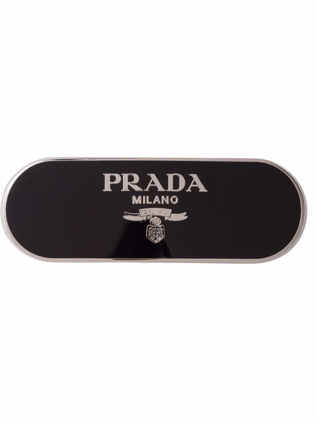  Prada Logo-lettering Hair Clip - Black 
