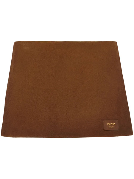  Prada Logo-patch Suede Miniskirt - Brown 