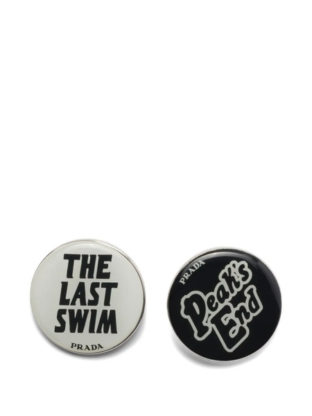  Prada Logo Pins (set Of Two) - Black 