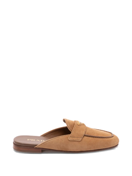  Prada Logo-plaque Flat Mules - Neutrals 
