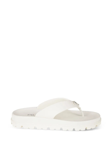  Prada Logo-plaque Flip Flops - White 