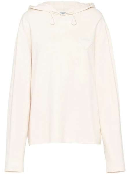  Prada Logo-plaque Hooded T-shirt - Neutrals 