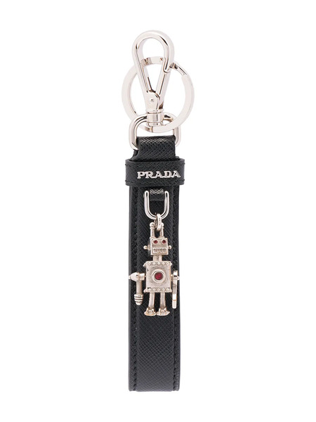  Prada Logo-plaque Keychain - Black 