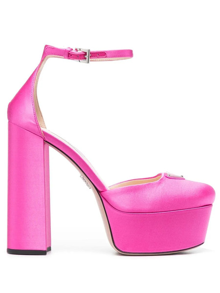  Prada Logo-plaque 135mm Platform Pumps - Pink 