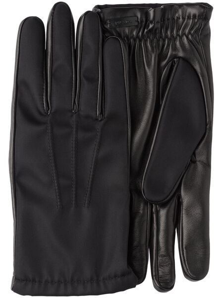  Prada Logo-plaque Panelled Gloves - Black 