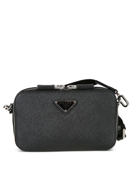  Prada Logo-plaque Top-zip Shoulder Bag - Black 