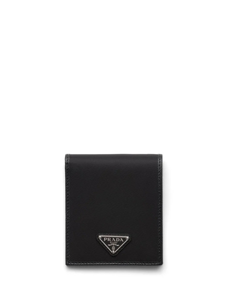  Prada Logo Plaque Wallet - Black 