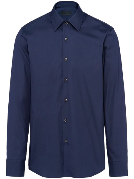  Prada Long-sleeve Cotton Shirt - Blue 