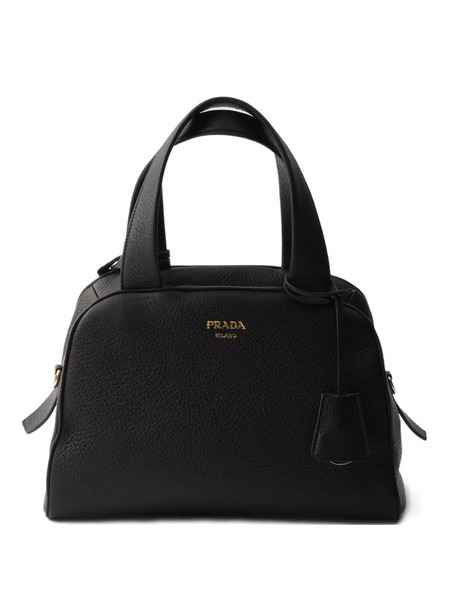  Prada Medium Leather Top-handle Zip Tote Bag - Black 
