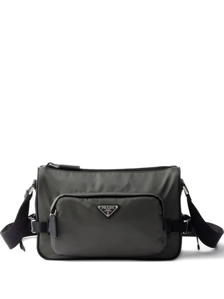  Prada Medium Triangle Logo Messenger Bag - Green 