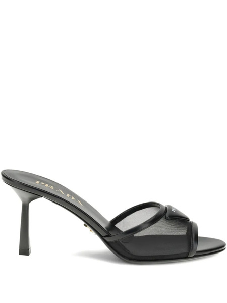  Prada Mesh Heeled Sandals - Black 